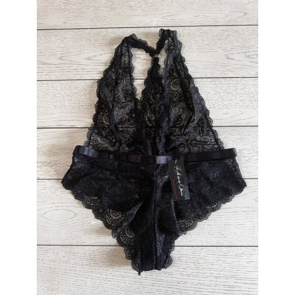 Oh la la Cheri Other - Oh la la Cheri plunging lace halter black  teddy size 1X
